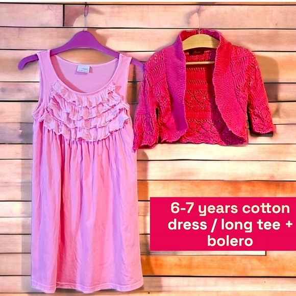 next Other - 6-7yrs pink dress + breezy knit Bolero Cardigan summer girls clothing bundle